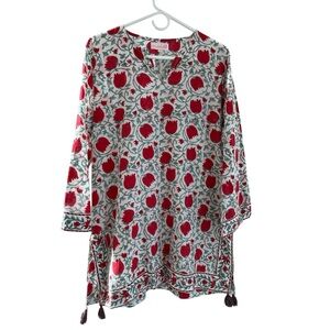 Mary Marshmallow Red Green White Tunic Kurta Dress Tassels L